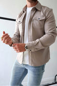 Overshirt - Men's Long Sleeve Button-Up Shirt with Breast Pockets