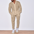 Two-Piece Set | Long Sleeve | Button-Up | Linen Clothes | Men's Co-Ord Set