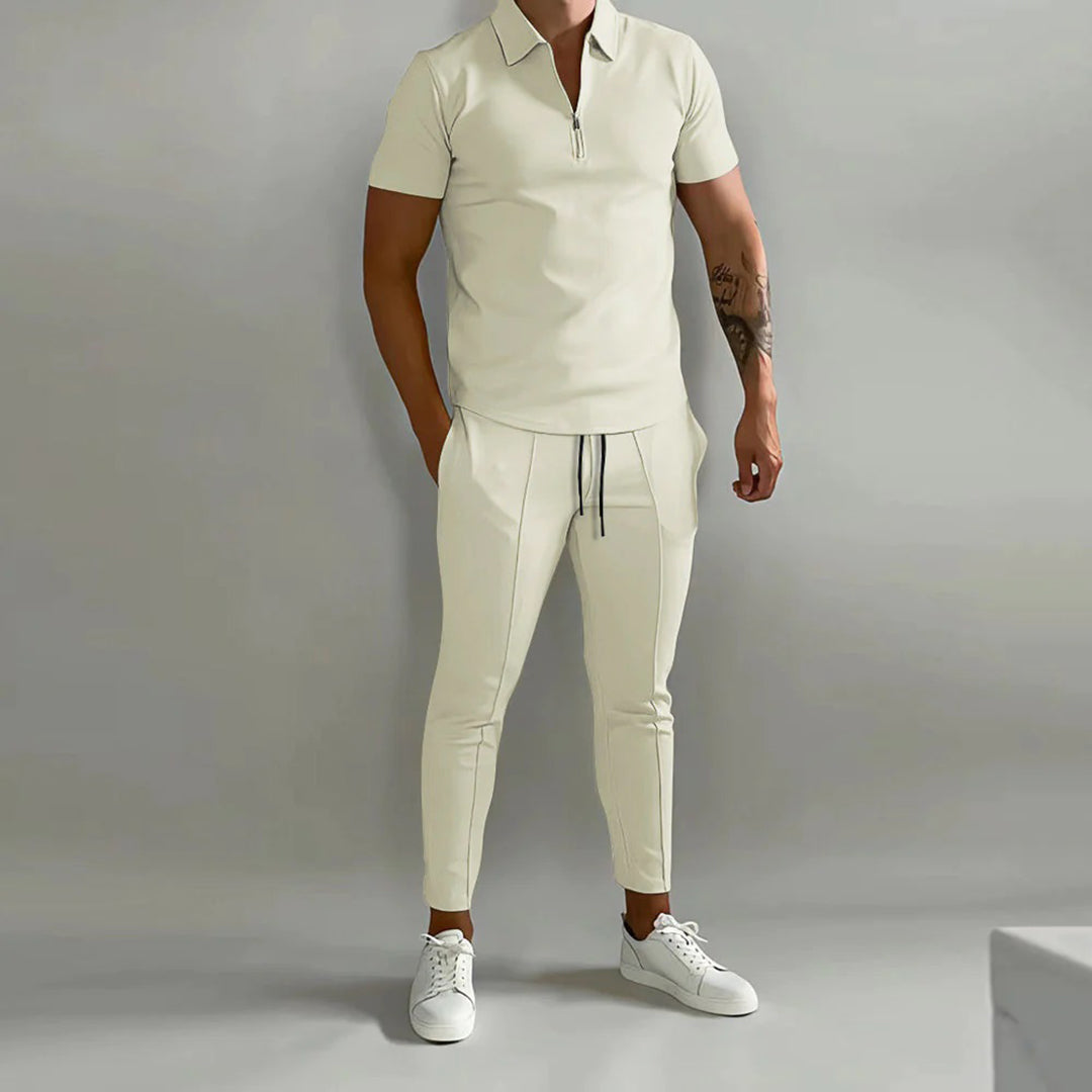 Co-Ord Set | Polo T-Shirt | Elastic Waist | Two-Piece Set | Men's Summer Set