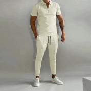 Co-Ord Set | Polo T-Shirt | Elastic Waist | Two-Piece Set | Men's Summer Set