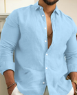 Linen Shirt - Cotton - Long Sleeve - Button-Up Shirt - Men's Shirts