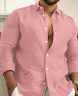 Linen Shirt - Cotton - Long Sleeve - Button-Up Shirt - Men's Shirts