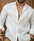 Linen Shirt - Cotton - Long Sleeve - Button-Up Shirt - Men's Shirts