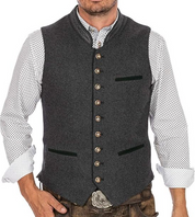 Gray Vest - Men's Classic Sleeveless Single Breasted Suit Vest