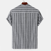 Striped Shirt - Summer - Buttoned Up - Short Sleeve Shirt - Men's Shirts