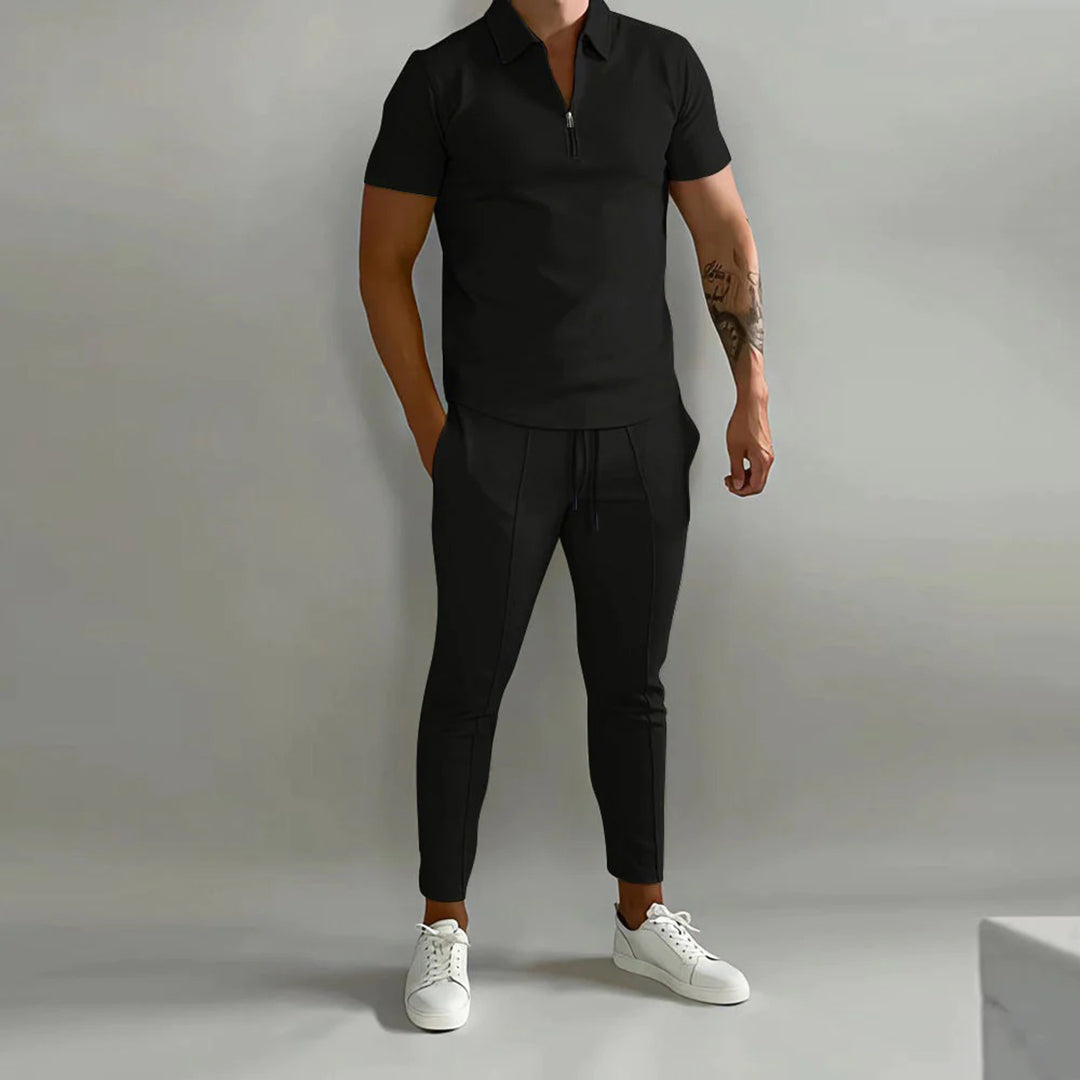 Co-Ord Set | Polo T-Shirt | Elastic Waist | Two-Piece Set | Men's Summer Set