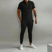 Co-Ord Set | Polo T-Shirt | Elastic Waist | Two-Piece Set | Men's Summer Set