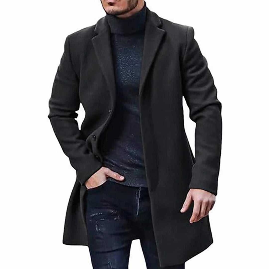 Wool Jacket - Single Breasted - Mid Length - Wool Trench Coat - Men's Winter Jacket