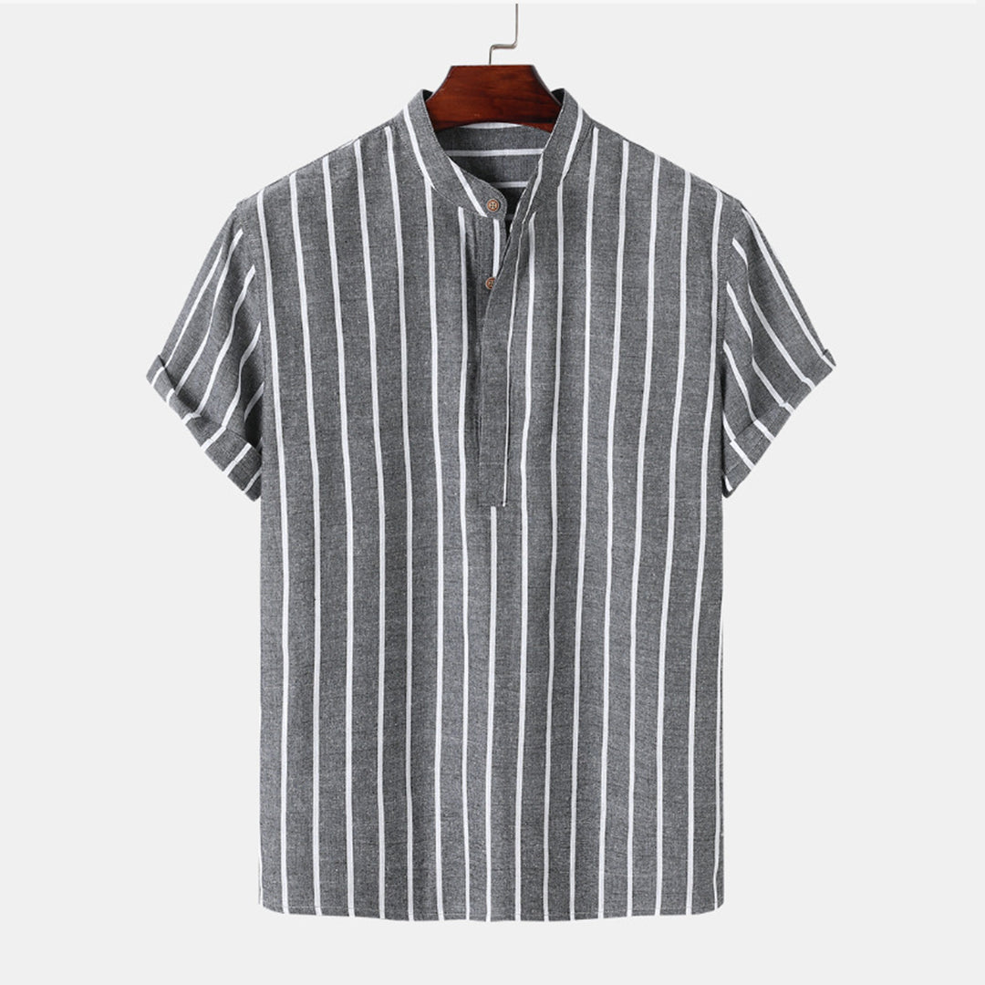 Striped Shirt - Summer - Buttoned Up - Short Sleeve Shirt - Men's Shirts