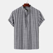 Striped Shirt - Summer - Buttoned Up - Short Sleeve Shirt - Men's Shirts