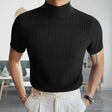Sweater Tshirt - Men's Short Sleeve Turtleneck Knitted High Neck T-Shirt