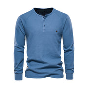 Long Sleeve T-Shirt - Men's Plain Quarter Button Long Sleeve Shirt