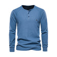 Long Sleeve T-Shirt - Men's Plain Quarter Button Long Sleeve Shirt