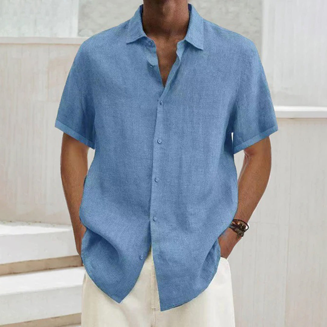 Short Sleeve Shirt - Men's Lightweight Loose Fit Button-Up Shirt for Summer
