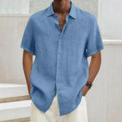 Short Sleeve Shirt - Men's Lightweight Loose Fit Button-Up Shirt for Summer