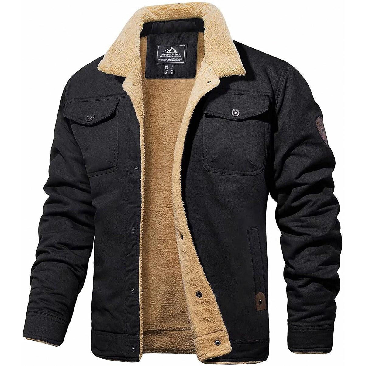 Winter Jacket - Short - Fleece Lined - Sherpa Lined Jacket - Men's Winter Jacket