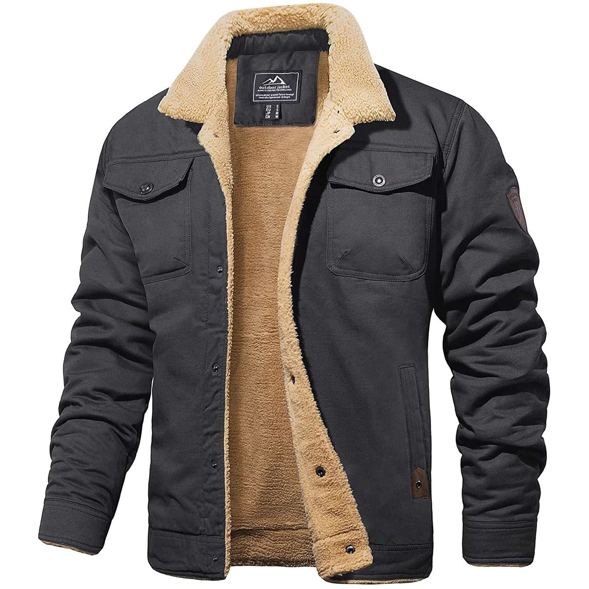 Winter Jacket - Short - Fleece Lined - Sherpa Lined Jacket - Men's Winter Jacket