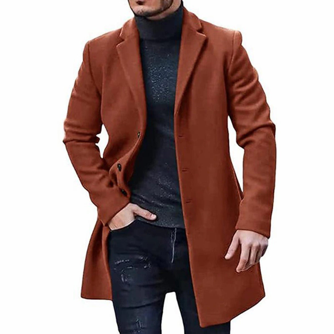 Wool Jacket - Single Breasted - Mid Length - Wool Trench Coat - Men's Winter Jacket