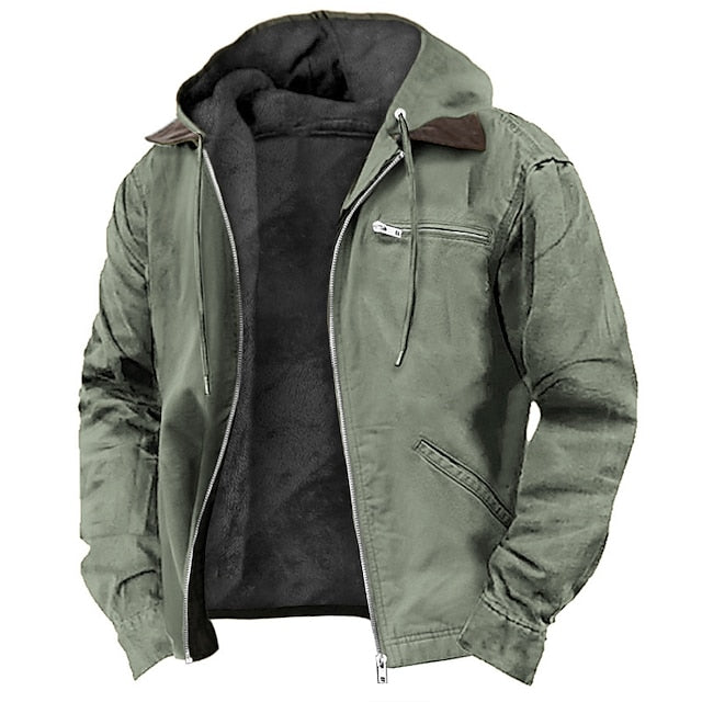 Winter Jacket - Men's Casual Hooded Fleece Lined Jacket