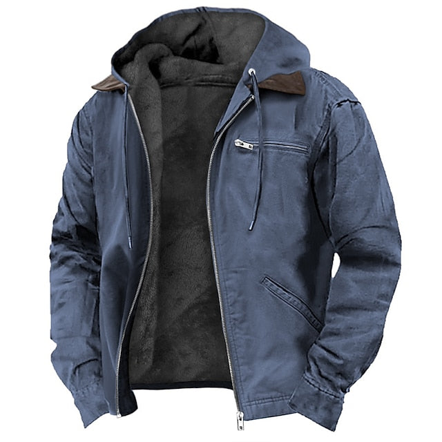 Winter Jacket - Men's Casual Hooded Fleece Lined Jacket