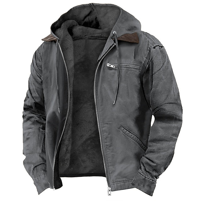 Winter Jacket - Men's Casual Hooded Fleece Lined Jacket