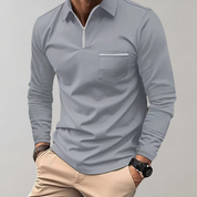 Long Sleeve Polo Shirt - Men's Collared Quarter Zip Polo Shirt