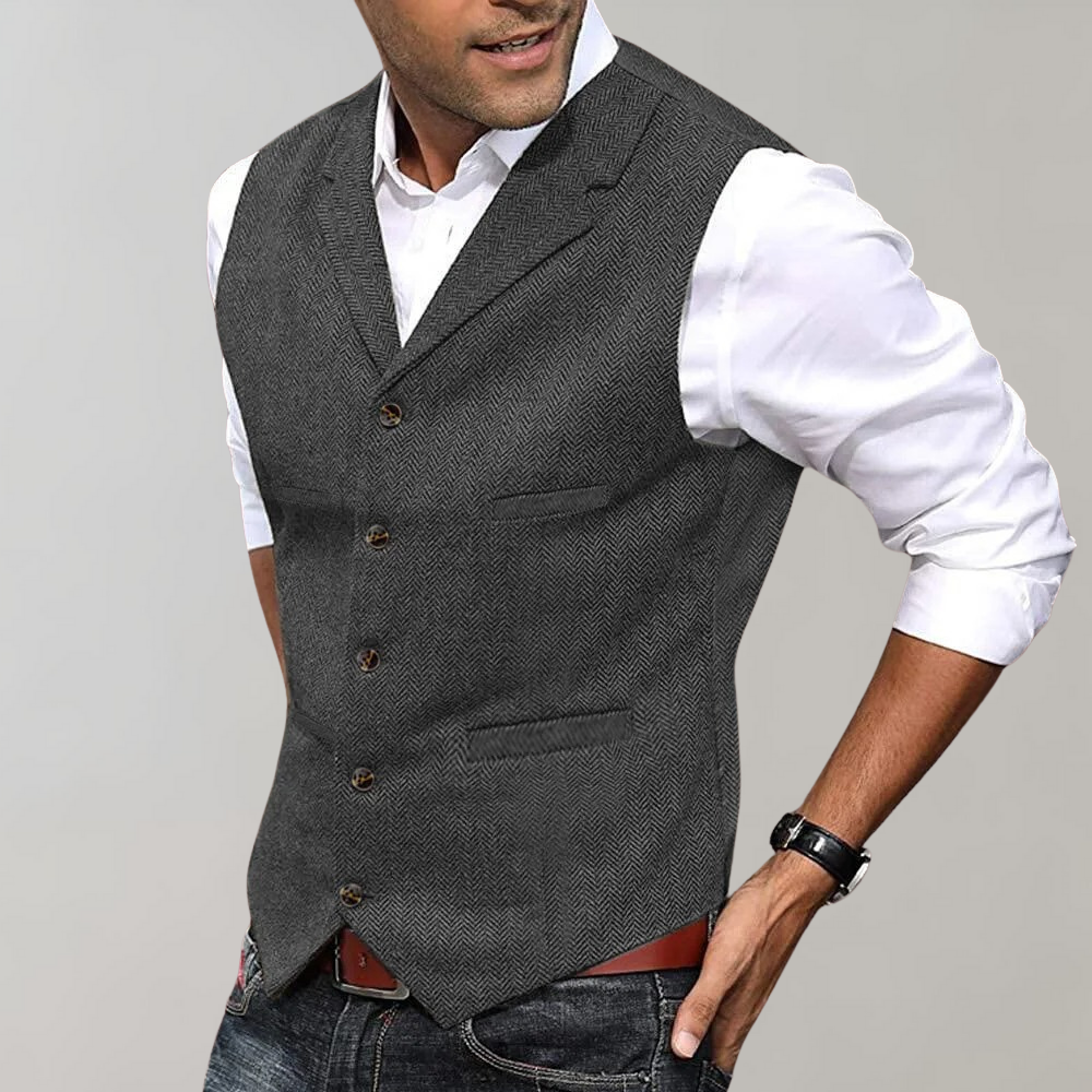 Men's Vest - Sleeveless - Single Breasted - Suit Vest - Men's Gilet