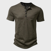 Men's T-Shirt - Button Neck - Lightweight - Plain T-Shirt - Men's Clothing