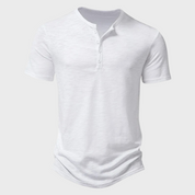 Men's T-Shirt - Button Neck - Lightweight - Plain T-Shirt - Men's Clothing