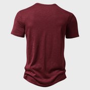 Men's T-Shirt - Button Neck - Lightweight - Plain T-Shirt - Men's Clothing