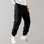 Cargo Pants - Black - Drawstring - Cargo Joggers - Men's Trousers