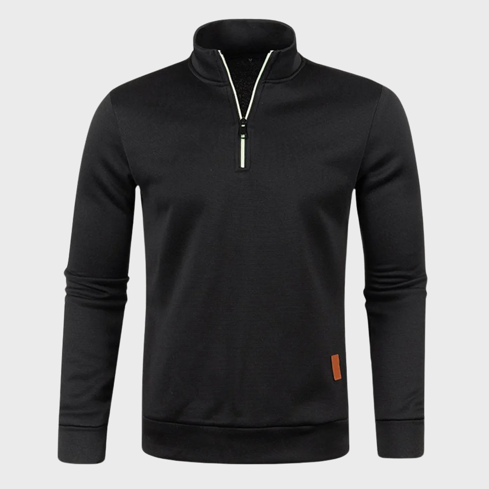 Quarter Zip Sweatshirt - Men's Casual Long Sleeve Half Zip Pullover