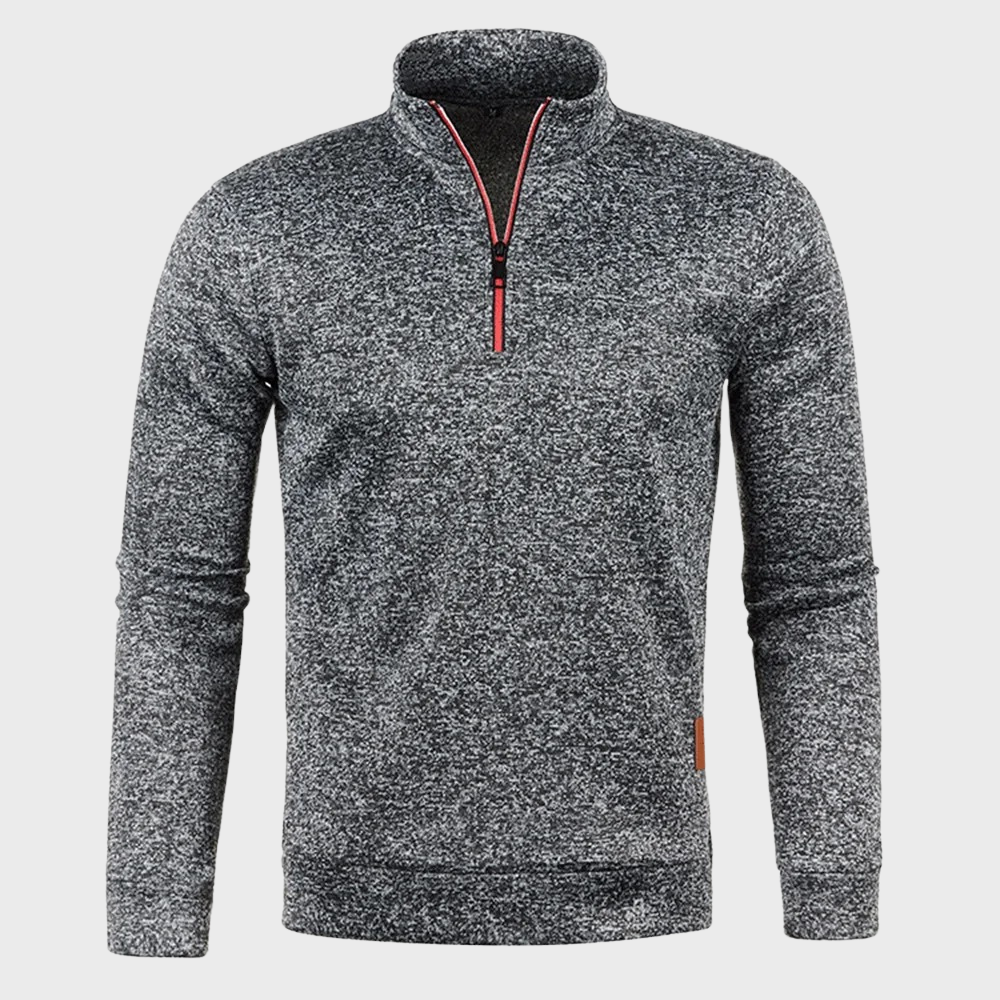 Quarter Zip Sweatshirt - Men's Casual Long Sleeve Half Zip Pullover