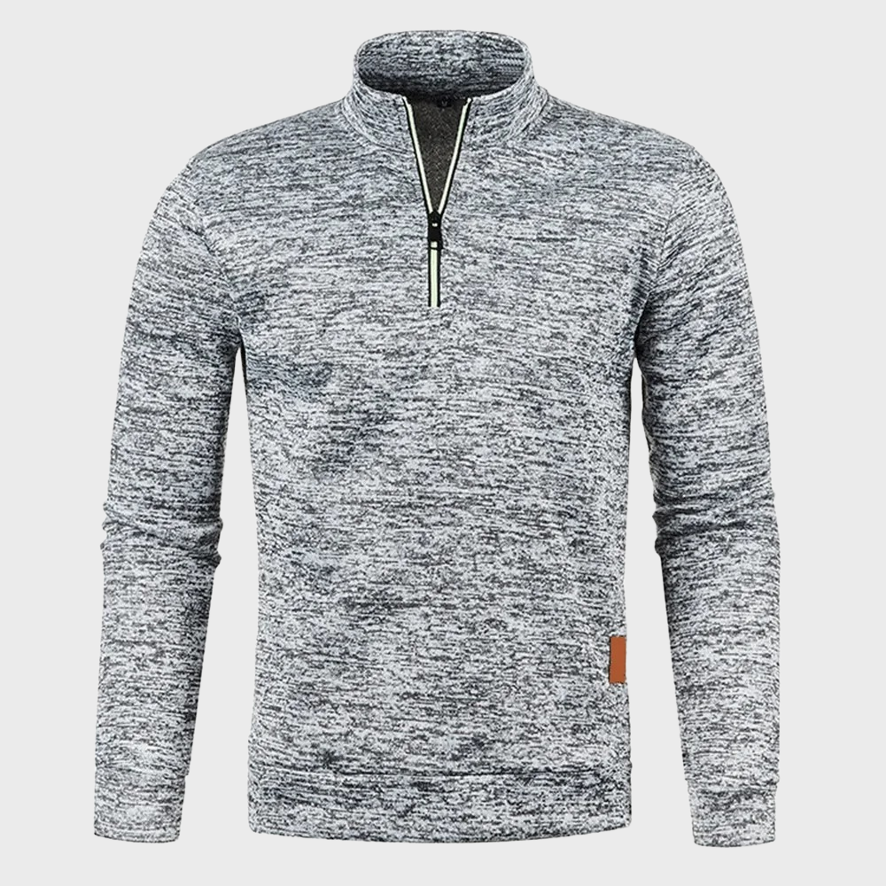 Quarter Zip Sweatshirt - Men's Casual Long Sleeve Half Zip Pullover
