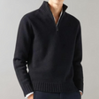 Quarter Zip Jumper - Men's Regular Fit Half Zip Knitted Sweater 