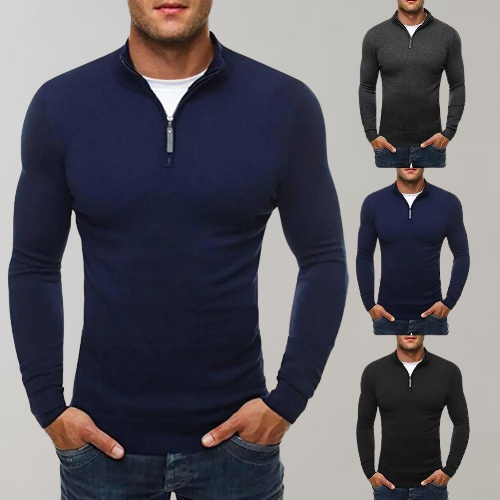 Long Sleeve T-Shirt - Half Zip - Slim Fit - Quarter Zip Shirt - Men's Shirts