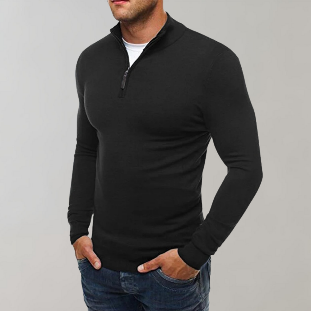 Long Sleeve T-Shirt - Half Zip - Slim Fit - Quarter Zip Shirt - Men's Shirts