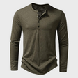 Long Sleeve T-Shirt - Men's Quarter Button Plain Long Sleeve Shirt