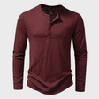 Long Sleeve T-Shirt - Men's Quarter Button Plain Long Sleeve Shirt