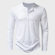 Long Sleeve T-Shirt - Men's Quarter Button Plain Long Sleeve Shirt
