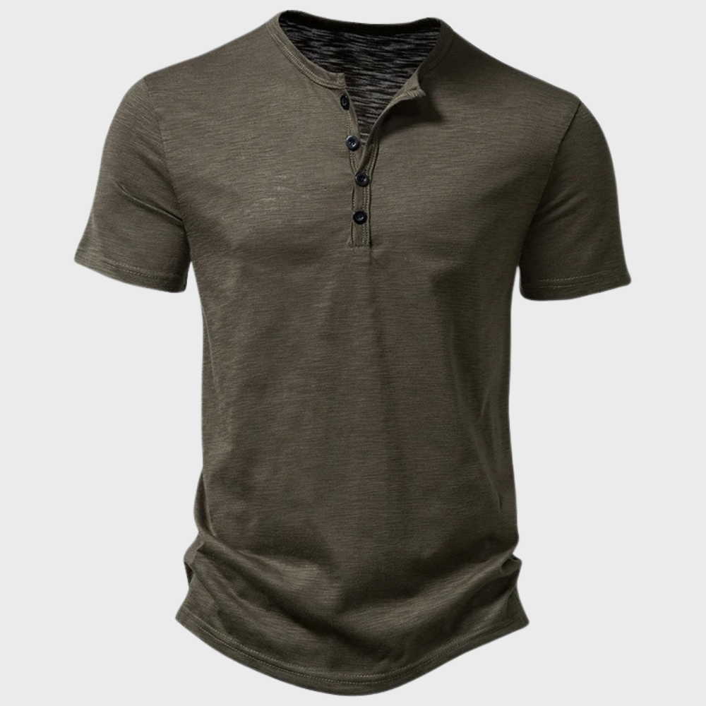 T-Shirt - Short Sleeve - V-neck - Half Buttoned Shirt - Men's T-Shirt 