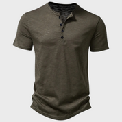 Summer T-Shirt | Lightweight | Button Neck | Plain T-Shirt | Men's T-Shirt