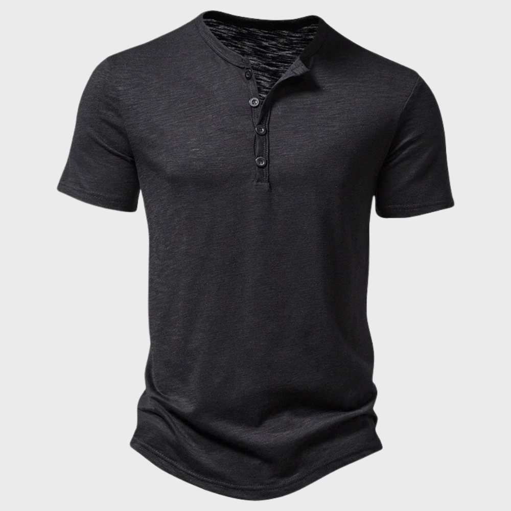T-Shirt - Short Sleeve - V-neck - Half Buttoned Shirt - Men's T-Shirt 