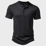 T-Shirt - Short Sleeve - V-neck - Half Buttoned Shirt - Men's T-Shirt 
