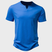 T-Shirt - Short Sleeve - V-neck - Half Buttoned Shirt - Men's T-Shirt 