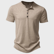 T-Shirt - Short Sleeve - V-neck - Half Buttoned Shirt - Men's T-Shirt 