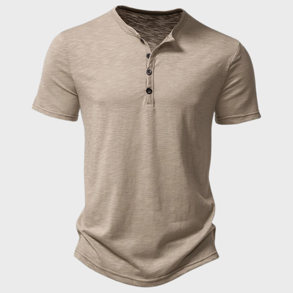 Summer T-Shirt | Lightweight | Button Neck | Plain T-Shirt | Men's T-Shirt