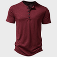 T-Shirt - Short Sleeve - V-neck - Half Buttoned Shirt - Men's T-Shirt 