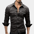Denim Shirt - Slim Fit - Long Sleeve - Buttoned Up Shirt - Men's Shirts