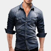 Denim Shirt - Slim Fit - Long Sleeve - Buttoned Up Shirt - Men's Shirts